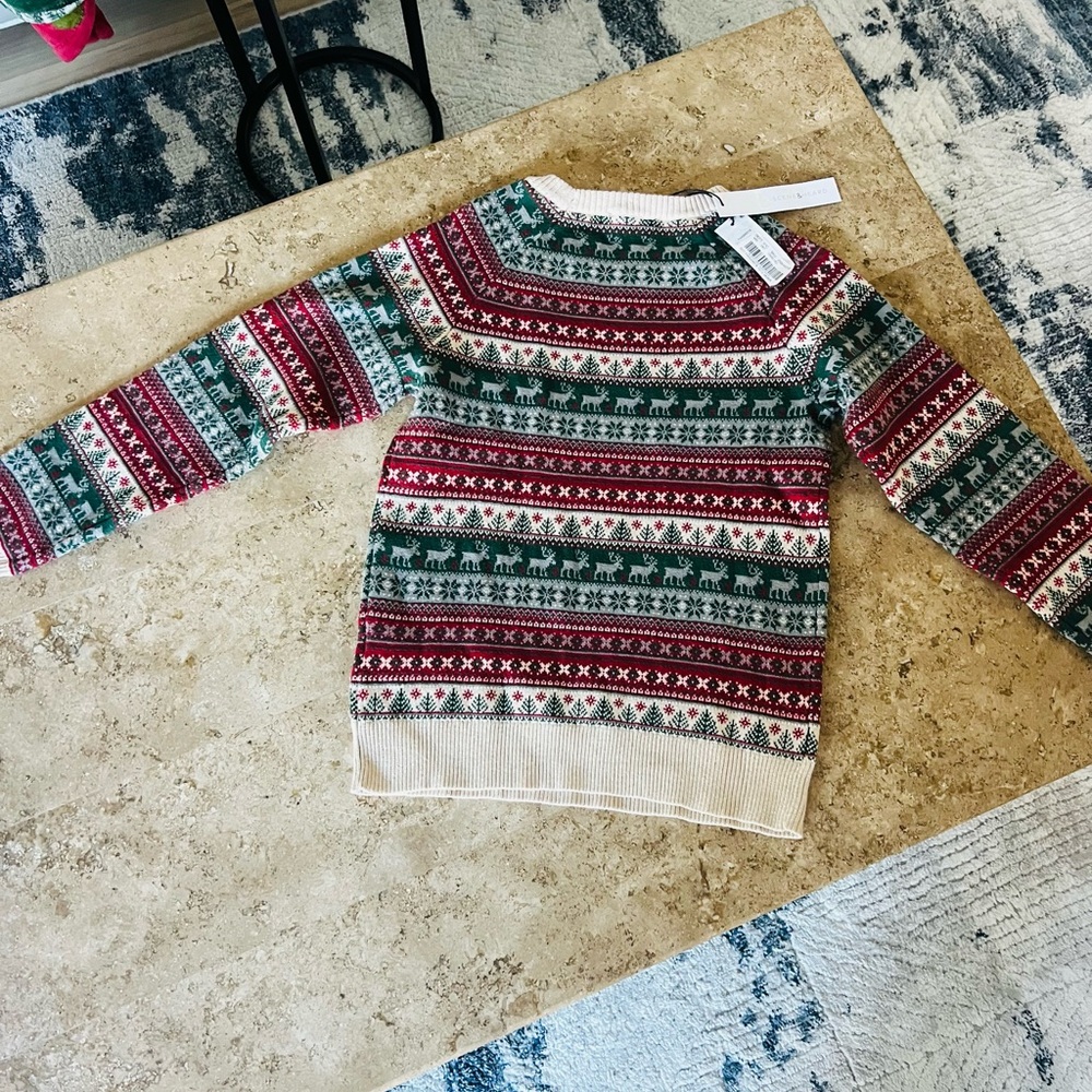 NWT Scene&Heard Fair Isle Festive Christmas 100% Cotton Knit Sweater Size 10-12 - Picture 8 of 9